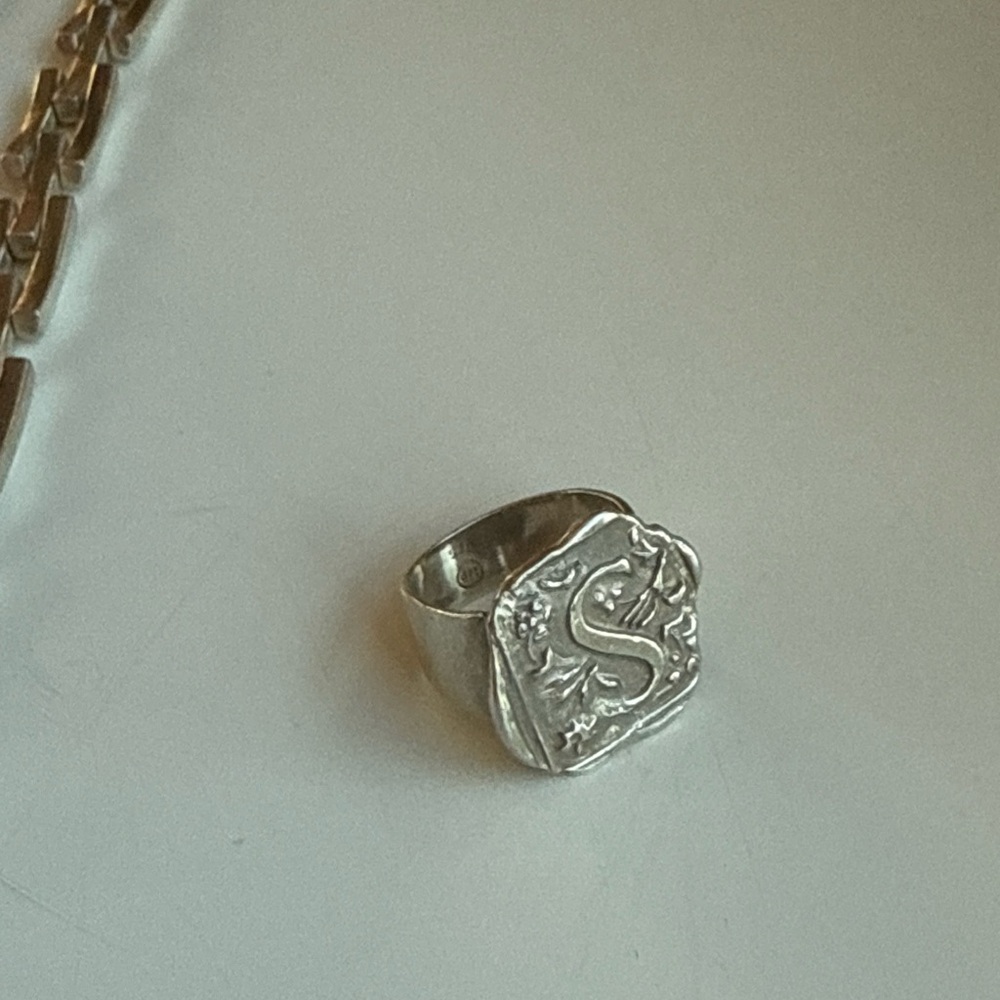 Solid Sterling S Initial Ring - image 8